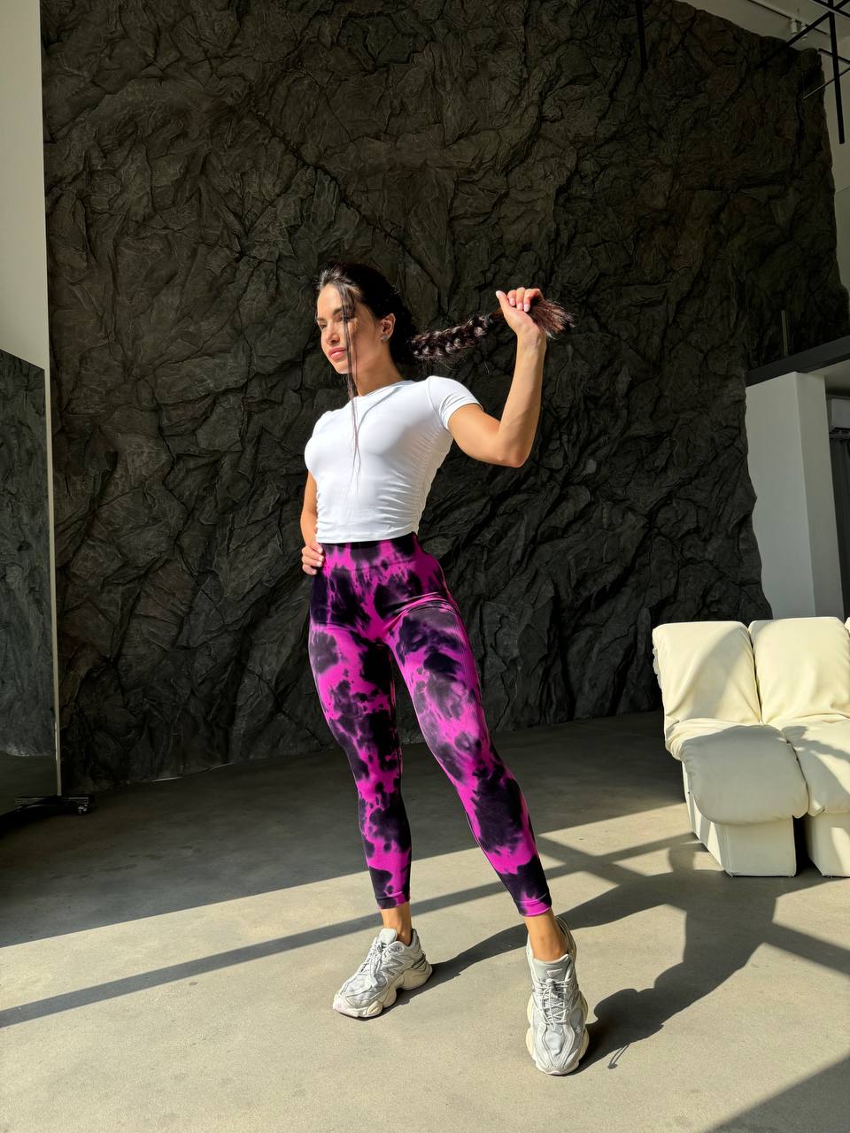 Лосини плямисті із Пуш ап в кольорі Малина