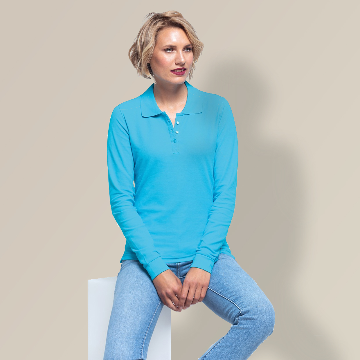 Women's polo shirt with long sleeves JHK POLO REGULAR LADY LS | 200 g/m2