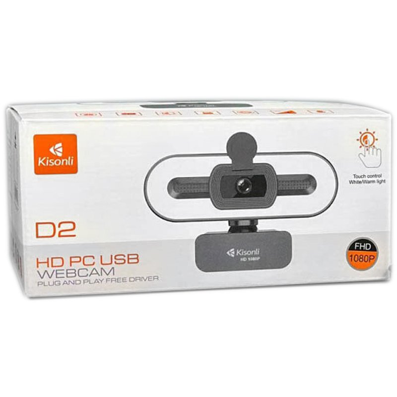 Веб-камера Kisonli D2 з Led-освітленням 1080p Black