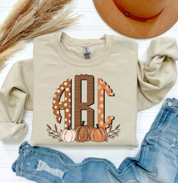 Fall Custom Monogram Name  Sweatshirt