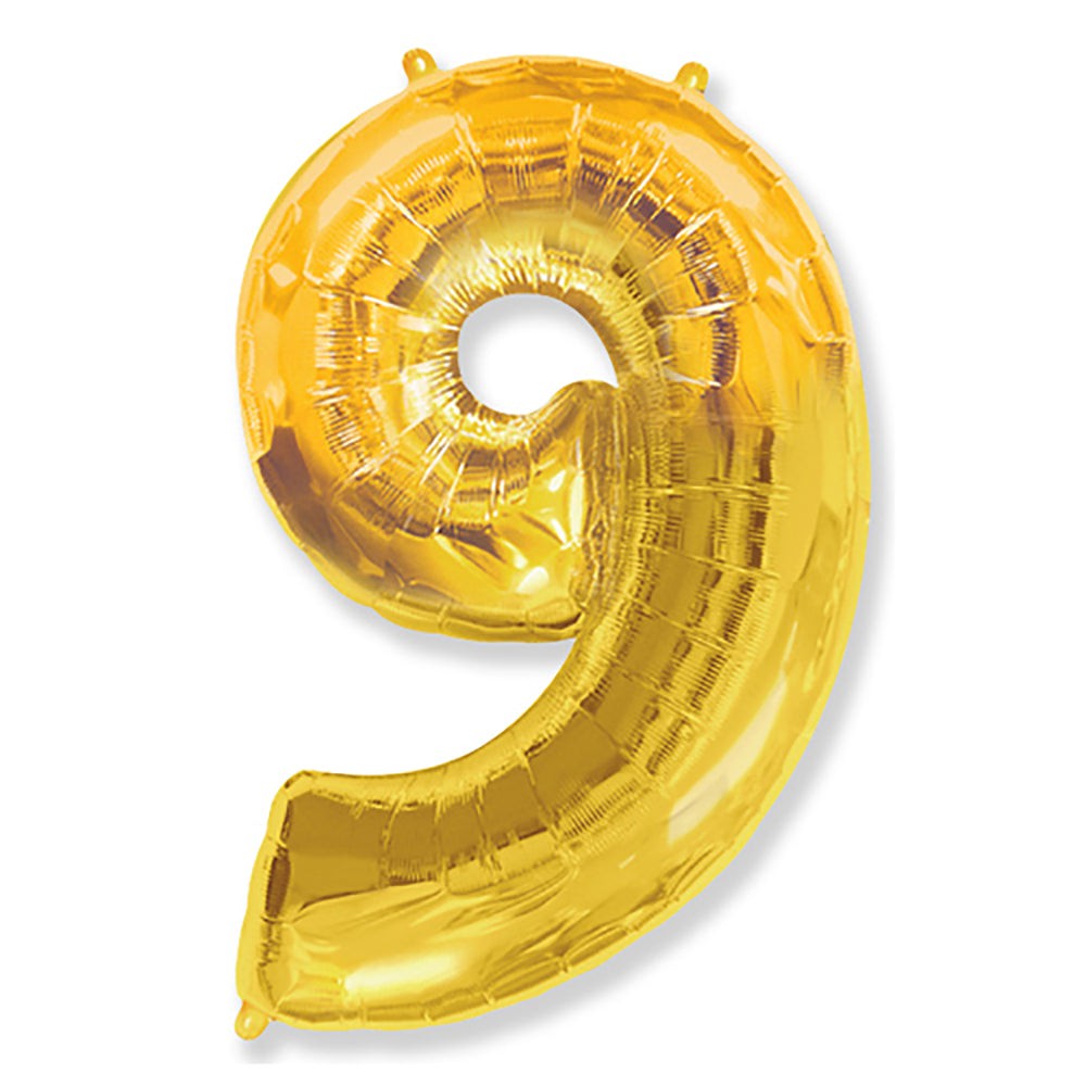 34 inch Number 9 Gold Helium Balloon