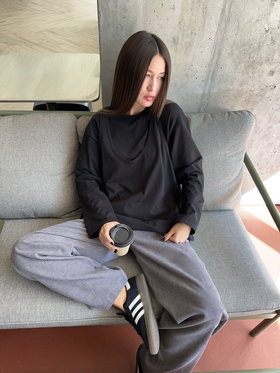 Лонг майка чорний