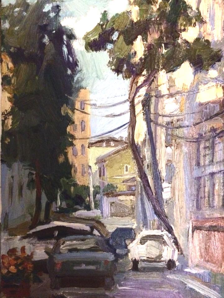 Morning on Potebnia Street. Kharkiv, 2018, 30х45 sm, oil on cardboard