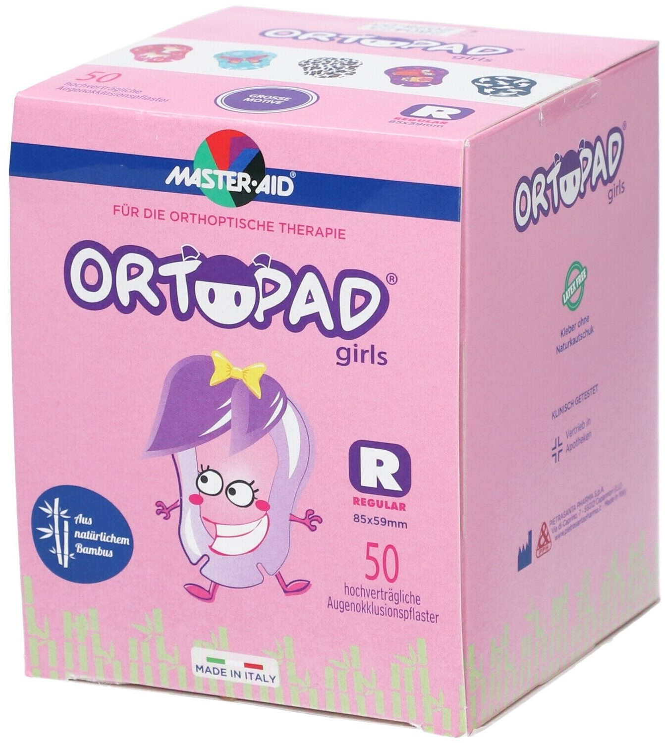 Ortopad girls  85×59 мм окклюдери дитячі пластирі для очей  50шт +подарунок.
