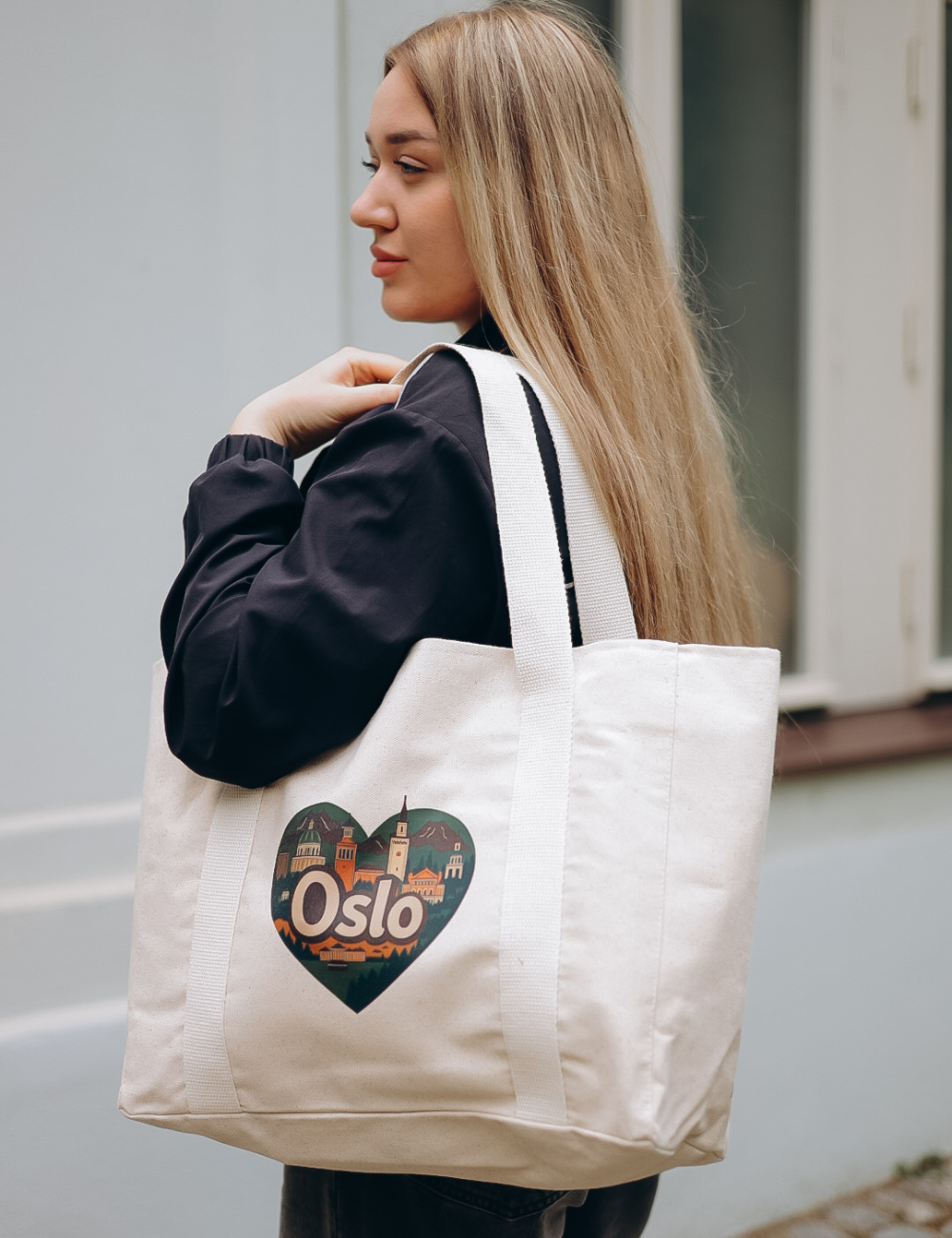 Shopper bag with Oslo print