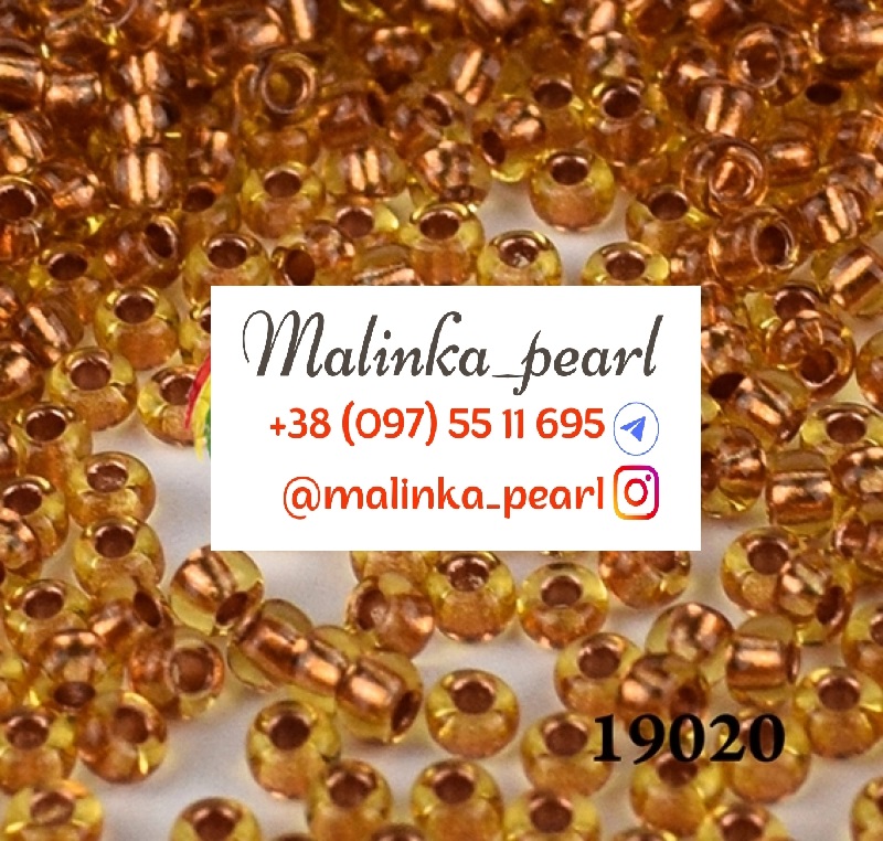 Бісер золотий, кристальний з мідним отвором