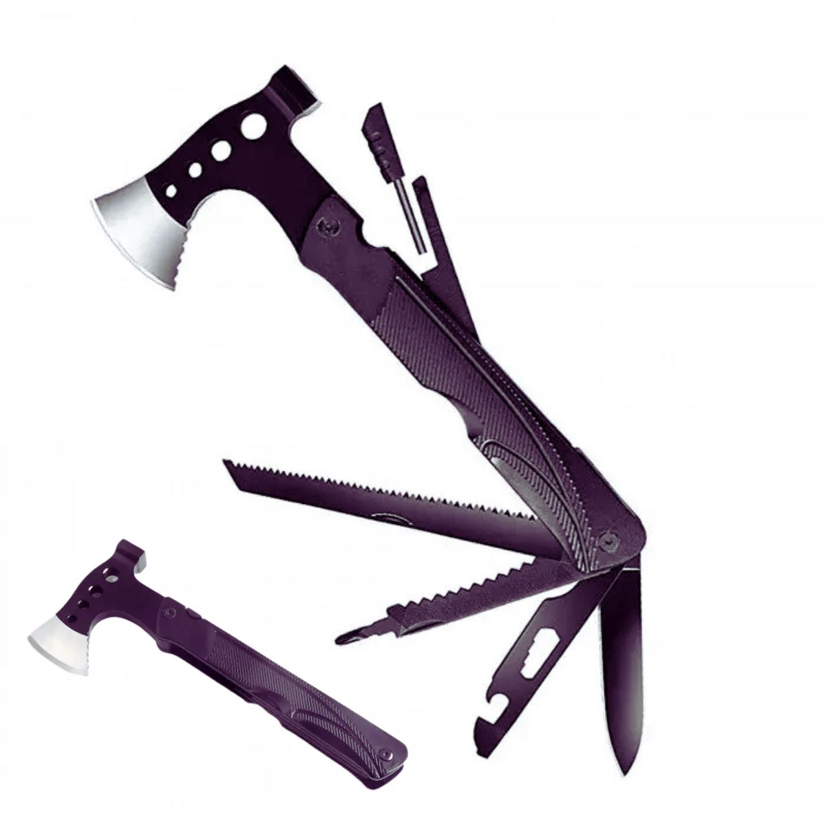 Багатофункціональна туристична сокира-мультитул EL-2381-10 (15 в 1) з нержавіючої сталі