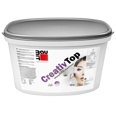 Baumit CreativTop 25кг - Силіконова декоративна штукатурна фракція 0.2-4мм, біла база