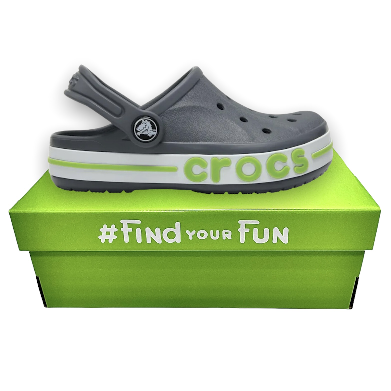 Crocs Kids' Bayaband Clog Charcoal дитячі крокси для хлопчиків і дівчаток сірі