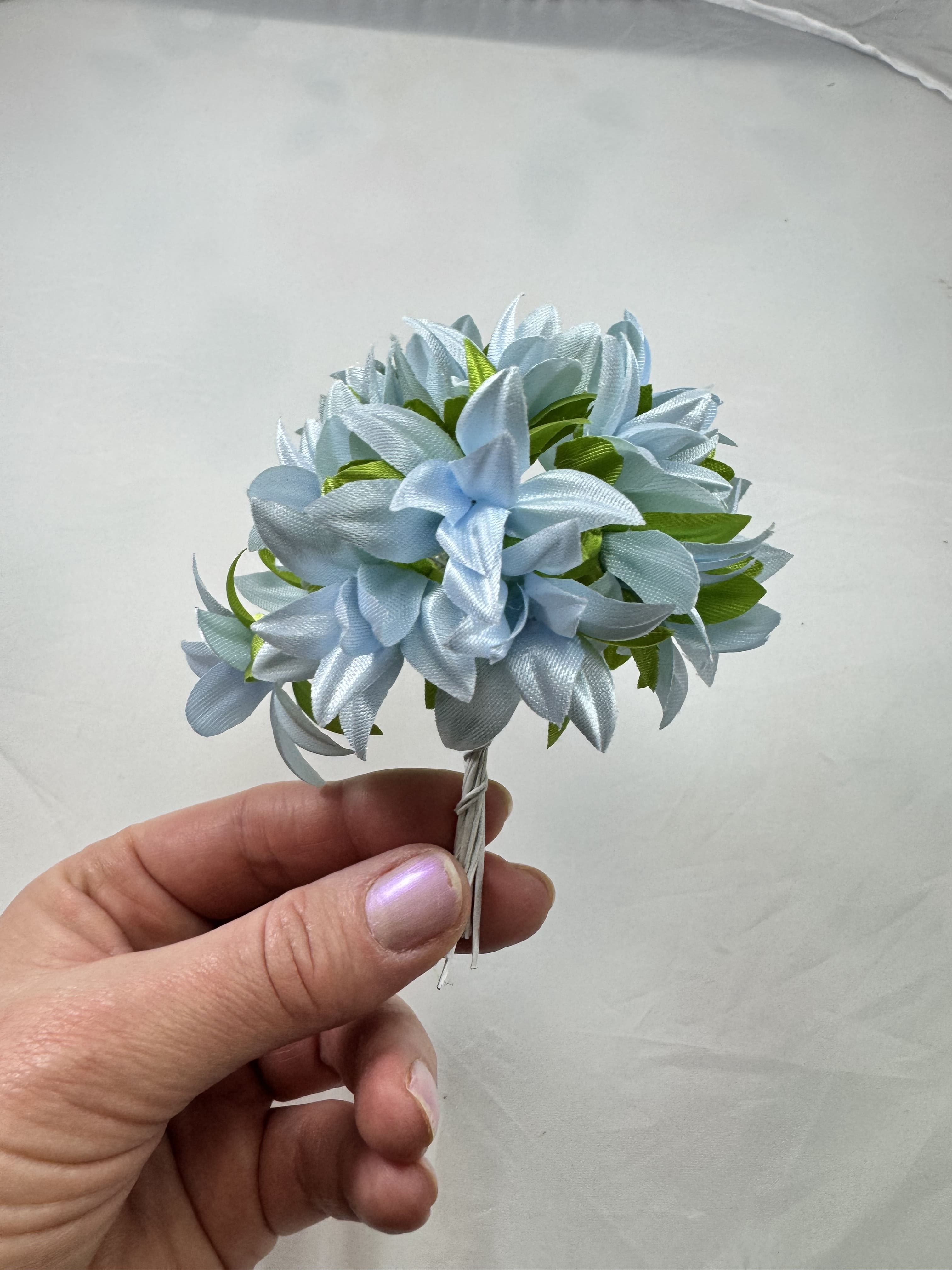 Блакитні штучні квіти для творчості, 20 шт