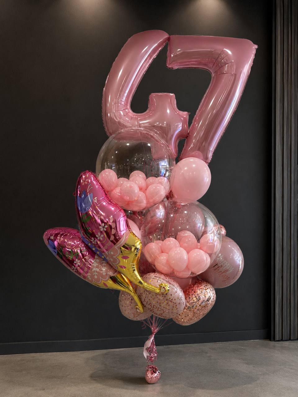 Pink Birthday Number Balloon Bouquet