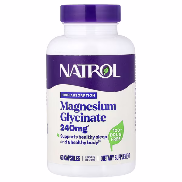 Natrol, Magnesium Glycinate, High Absorption, 60 Capsules (120 mg per Capsule)