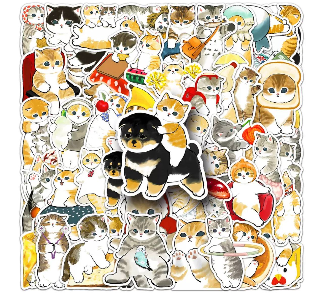 Набір наліпок 50шт милі Котики
