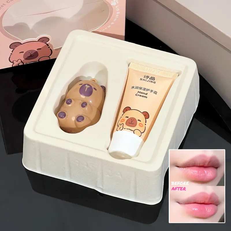 Набір для дівчинки, Набір для догляду за руками та губами, крем для рук та бальзам для губ Капібара