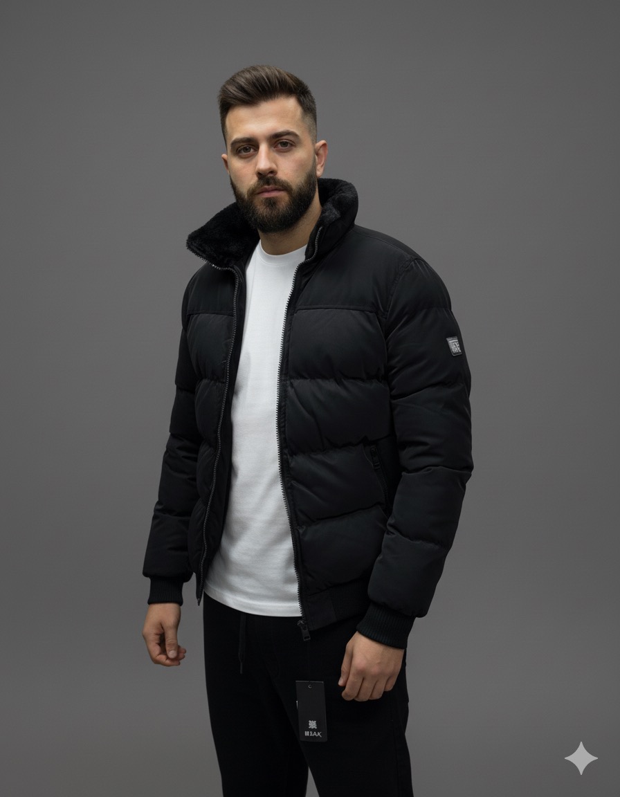Чоловіча приталена зимова стьобана куртка