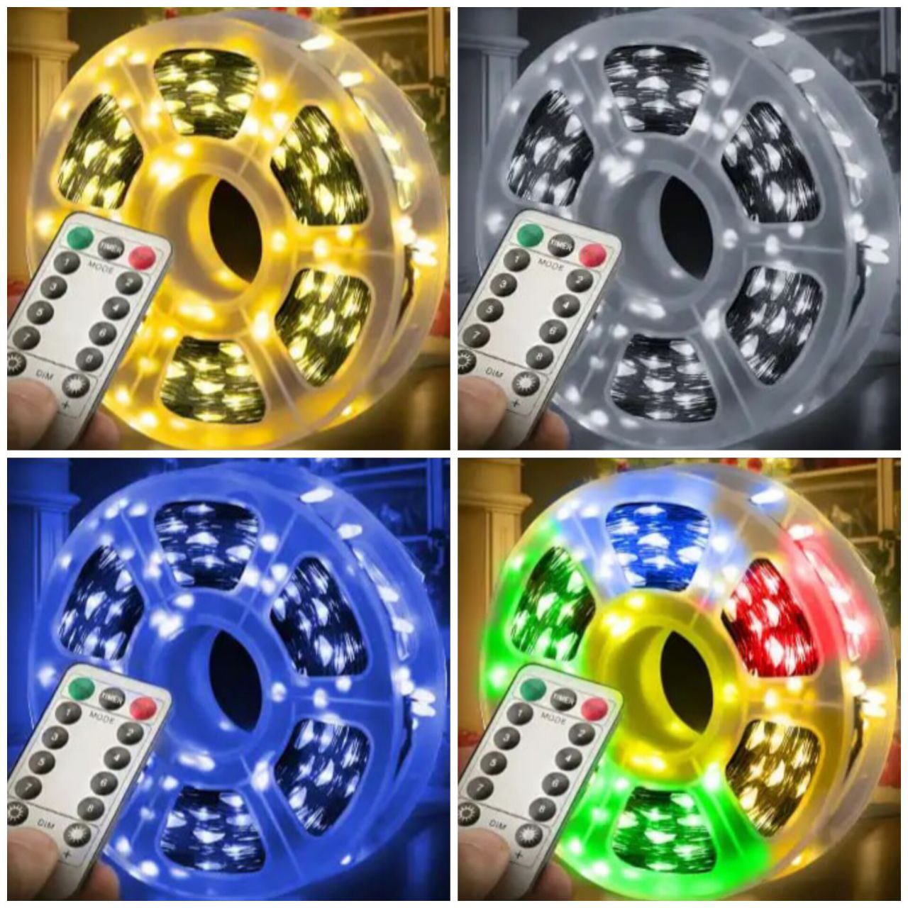 LED Гірлянда "Роса Нитка" на Зеленому Дроті 50м / 100м / 200м — 8 Режимів, З Пультом, Від Мережі