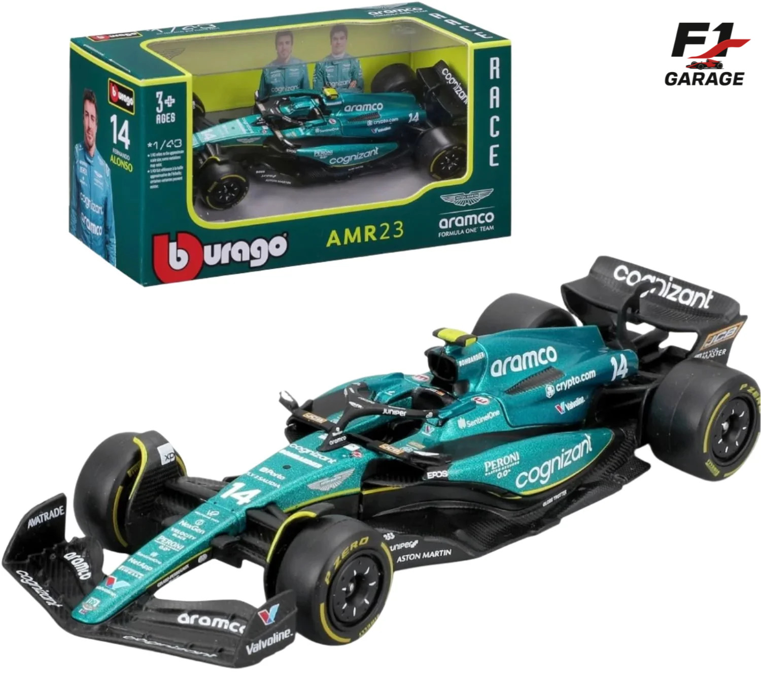 Burago Aston Martin AMR23 Fernando Alonso, 1:43, 2023