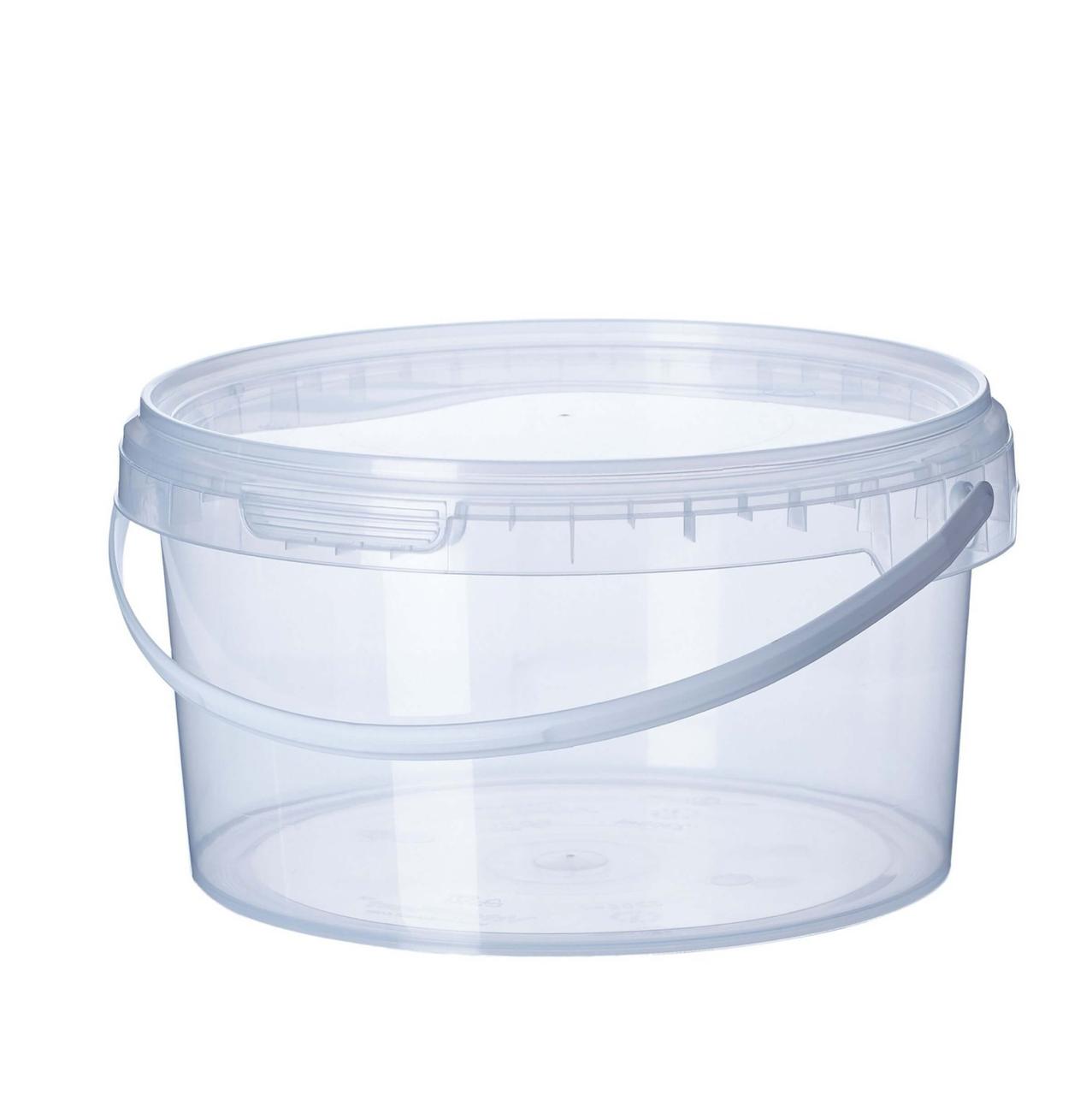 Відро 3 л кругле низьке прозоре з ручкою, упаковка 10 шт, 006600017