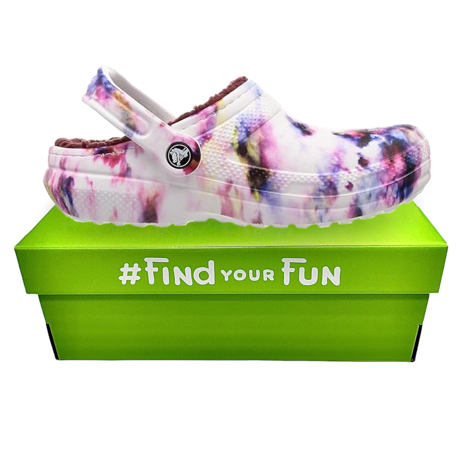 Crocs Classic Lined Tie Dye Сабо Крокси чоловічі / жіночі утеплені мультиколір / гранат