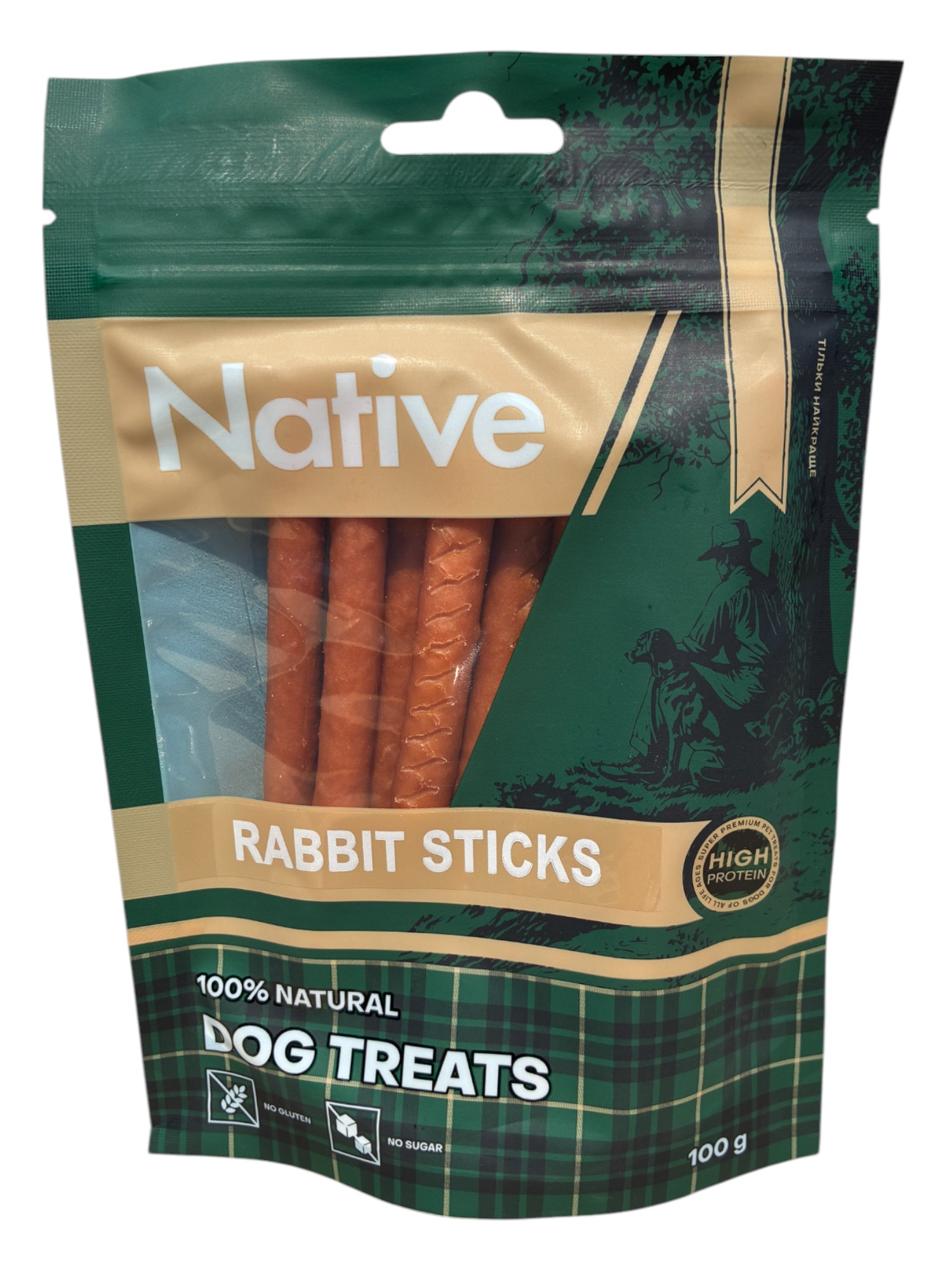 Native Dog Treats Sticker Rabbit Sticks Ласощі для собак. Кролячі палички 100г