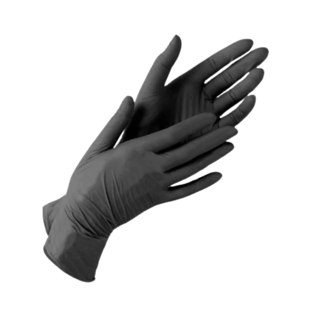Нітрилові оглядові рукавички ОПТОМ L Чорні нестерильні, Без пудри, Текстуровані, 3.5 Mil, (50 пар),