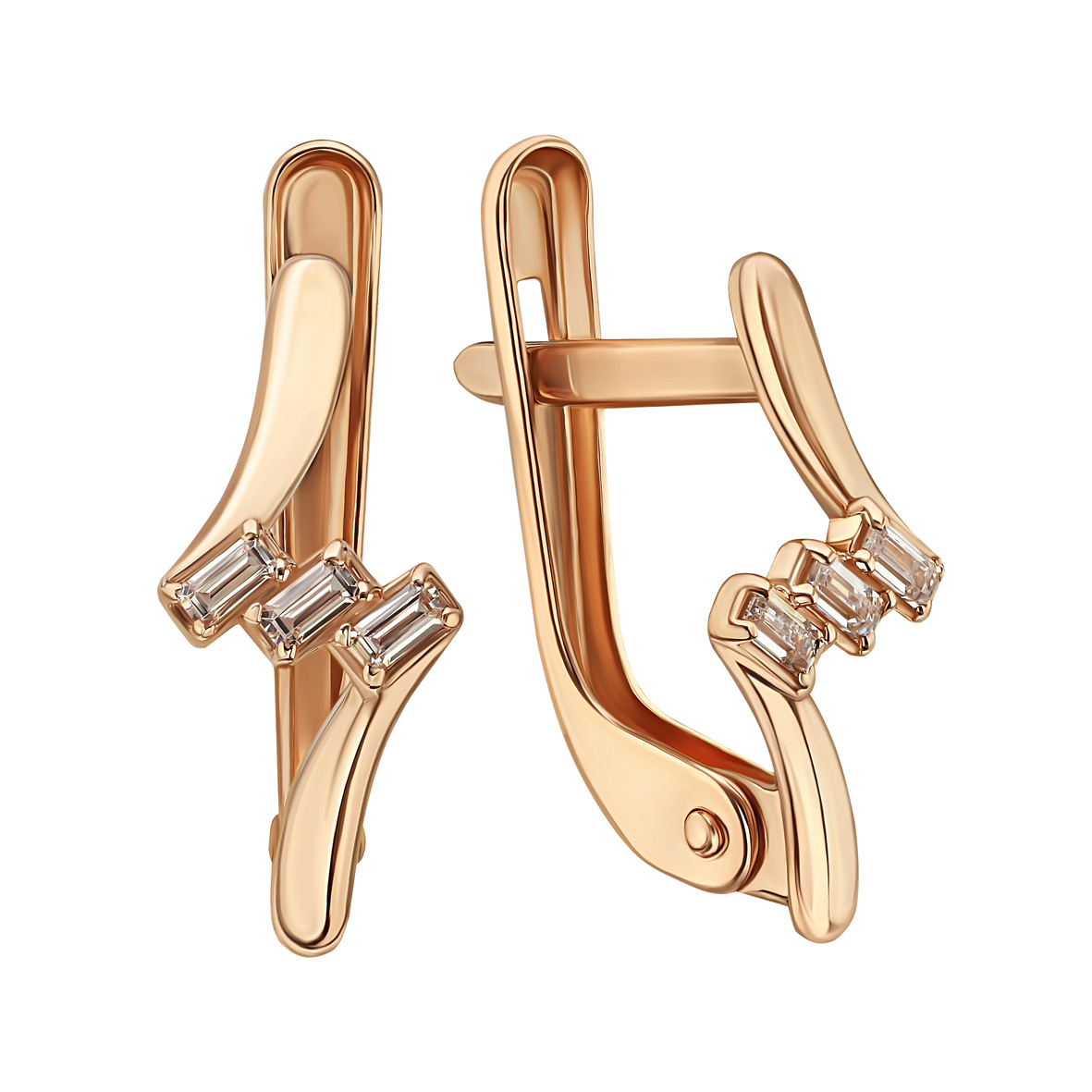 Goldene Ohrringe „Lichtakzent“ mit Zirkonia – 585er Rotgold