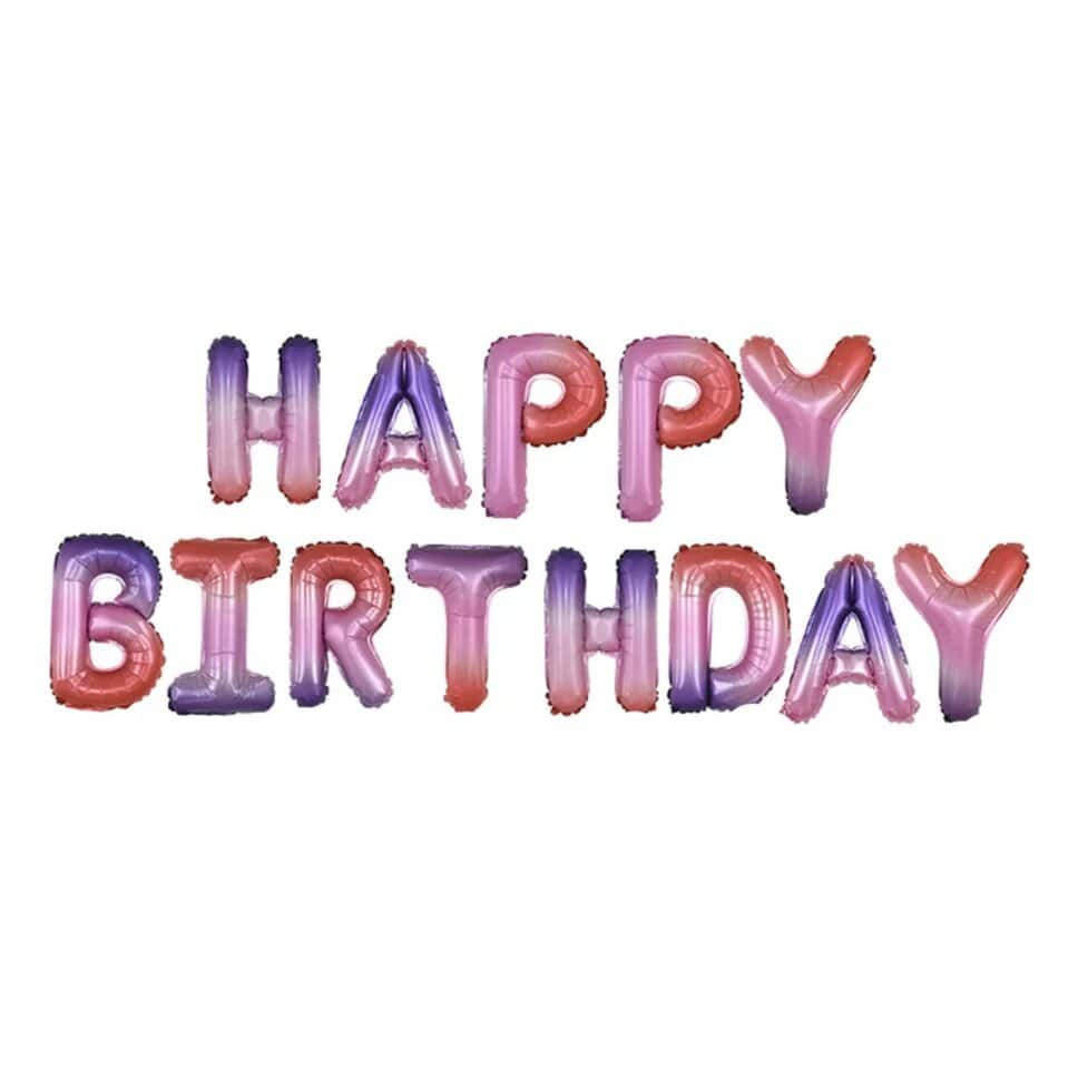 Кулі-літери "Happy birthday" рожевий градієнт