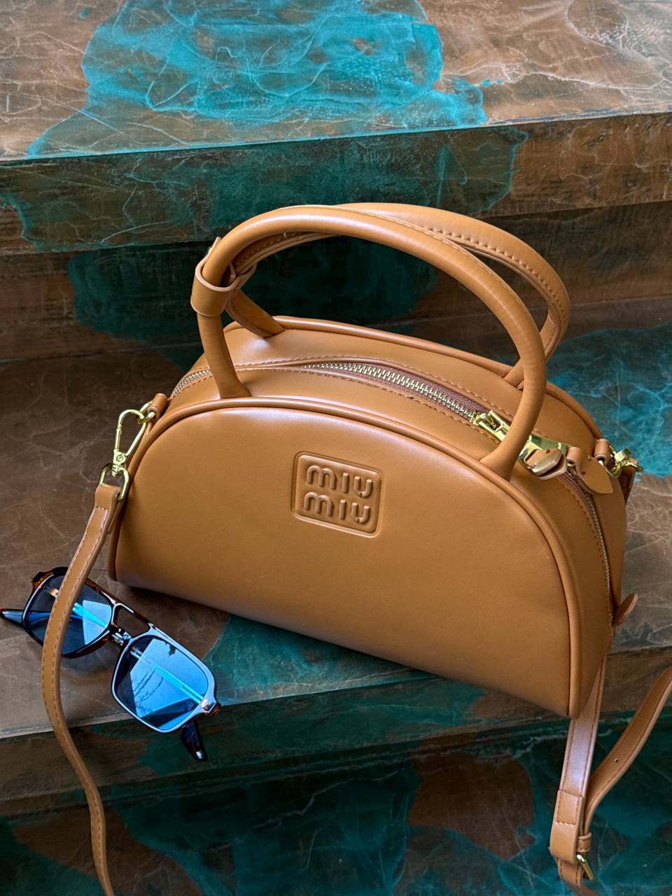 Miu Miu Leather Top-Handle Bag Brown
