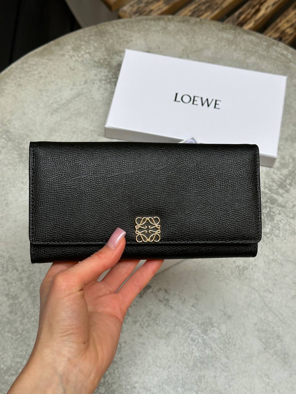 Loewe Anagram Continental Wallet in Pebble Grain Calfskin
