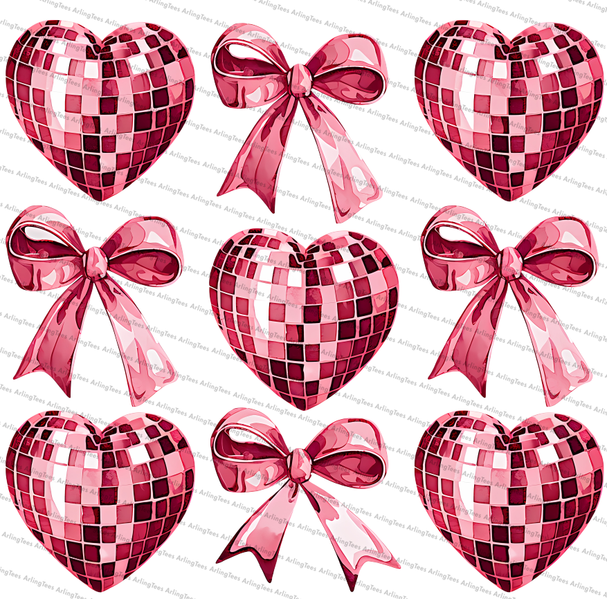Valentine's Disco Ball Hearts and Coquette Bows