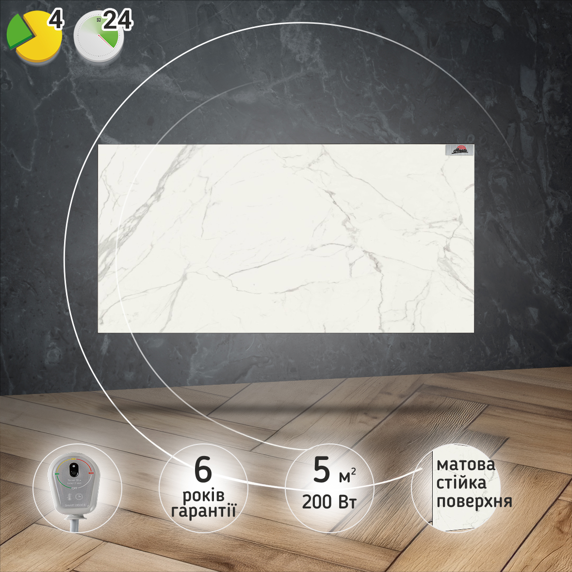 Керамічний обігрівач Heats 200 Oro з терморегулятором на вилці