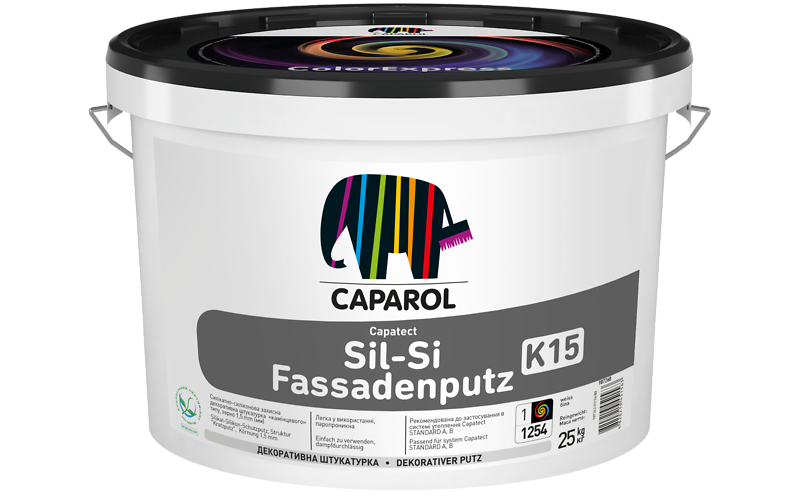 Штукатурка фасадна силікат-силіконова Caparol Capatect Sil-Si Fassadenputz K15, База біла, 25 кг.