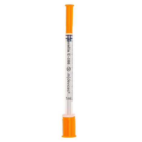 Insulin Syringe with Fixed Needle, Box of 100 - 27G x 13mm