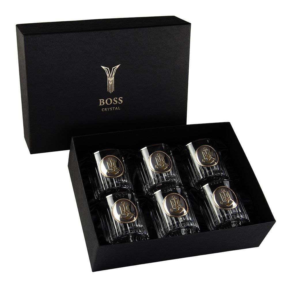 Подарунковий набір для віскі Шеврон ВМС – 6 келихів з платиною для військово-морських сил, GPB6VMS2PG