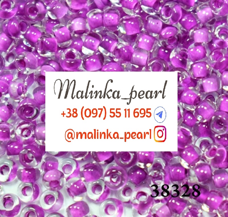 Бісер ліловий, кристальний з фарбованим отвором