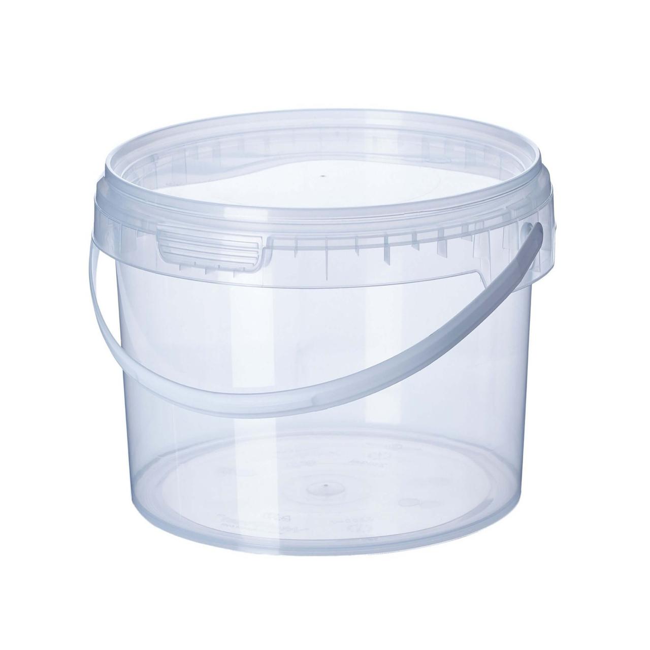 Відро 5 л кругле прозоре з кришкою та ручкою, упаковка 5 шт