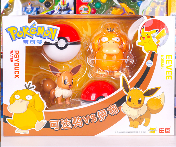 Набір фігурок Покемон Покебол Psyduck Псайдак + EEVEE Іві Pokemon GO куля з фігуркою-трансформером