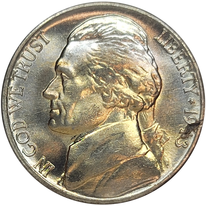 1943-D 5C Silver War Nickel