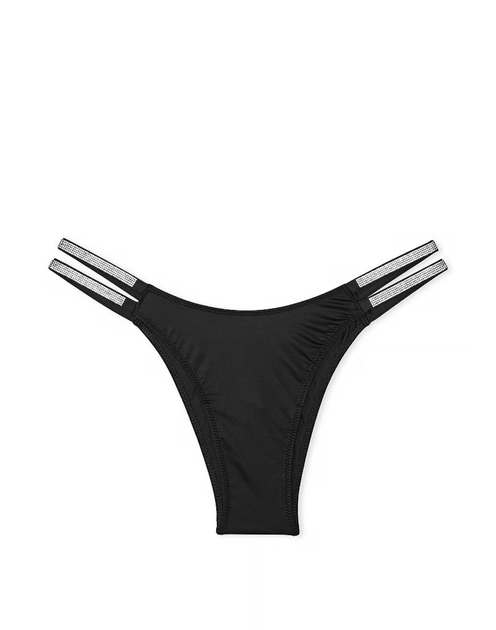 Трусики VS Double Shine Strap Smooth Brazilian Panty бразильяни чорні