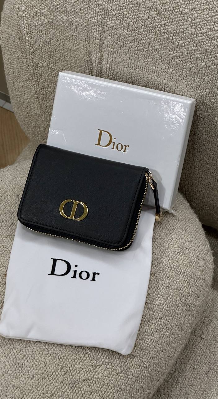 Christian Dior 30 Montaigne Dahlia Zipped Coin Purse in Black