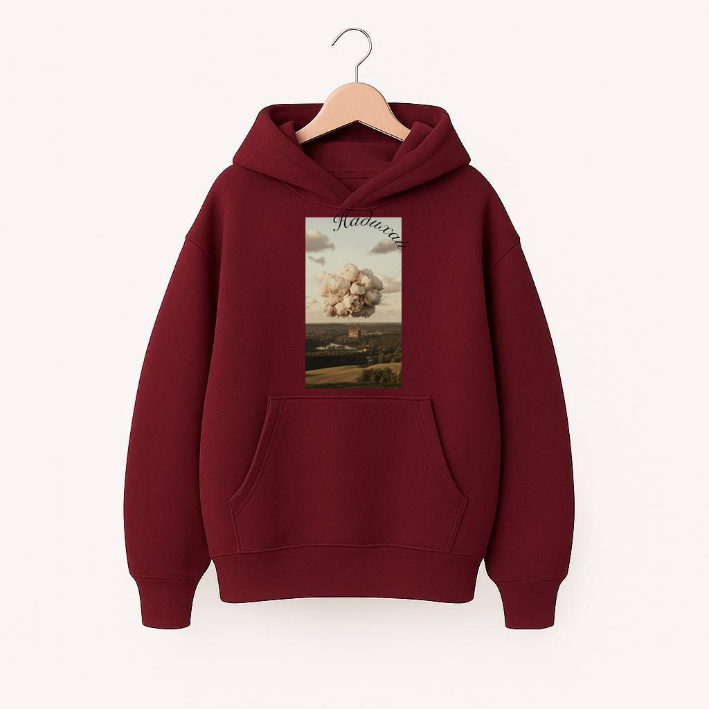 ХУДІ  ОВЕРСАЙЗ БОРДОВЕ З ПРИНТОМ 