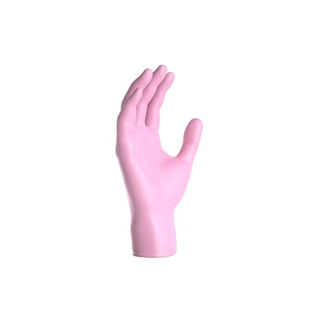 Pink disposable gloves