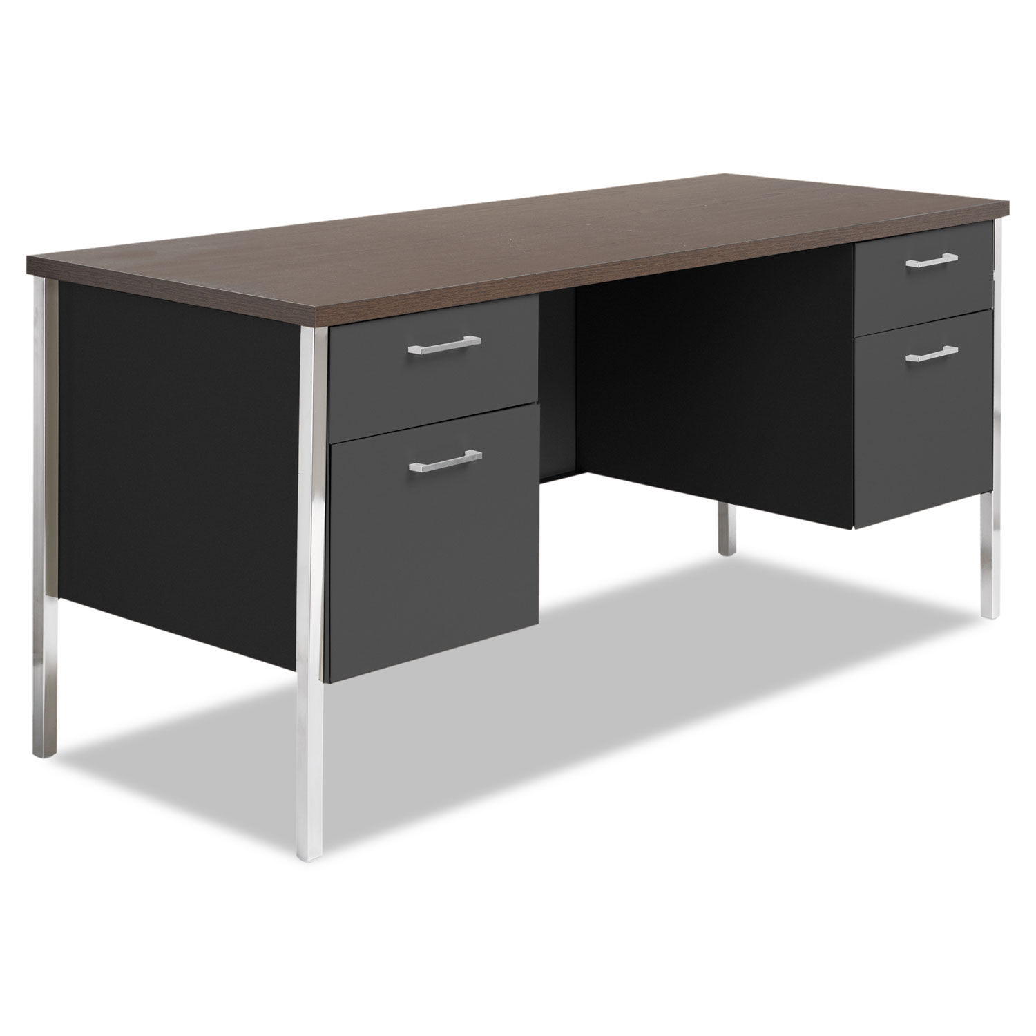 Alera® Double Pedestal Steel Credenza (Walnut/Black)