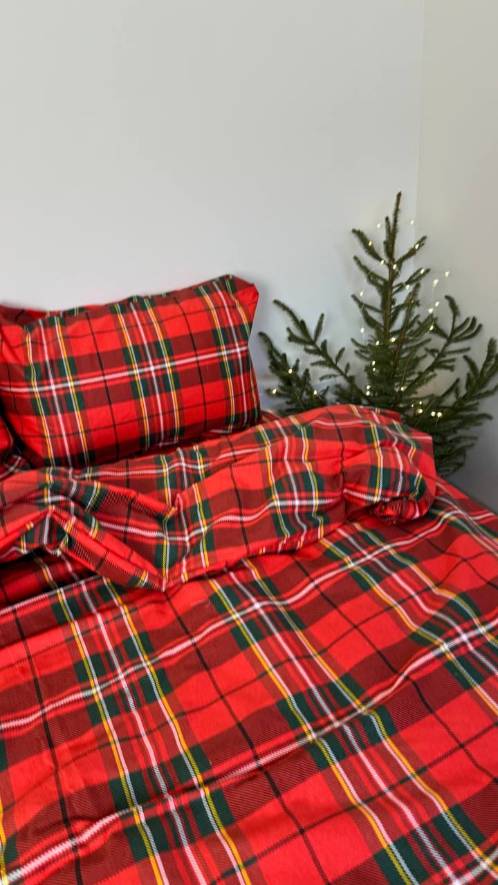 Постільна білизна Фланель (байка) клітка червона