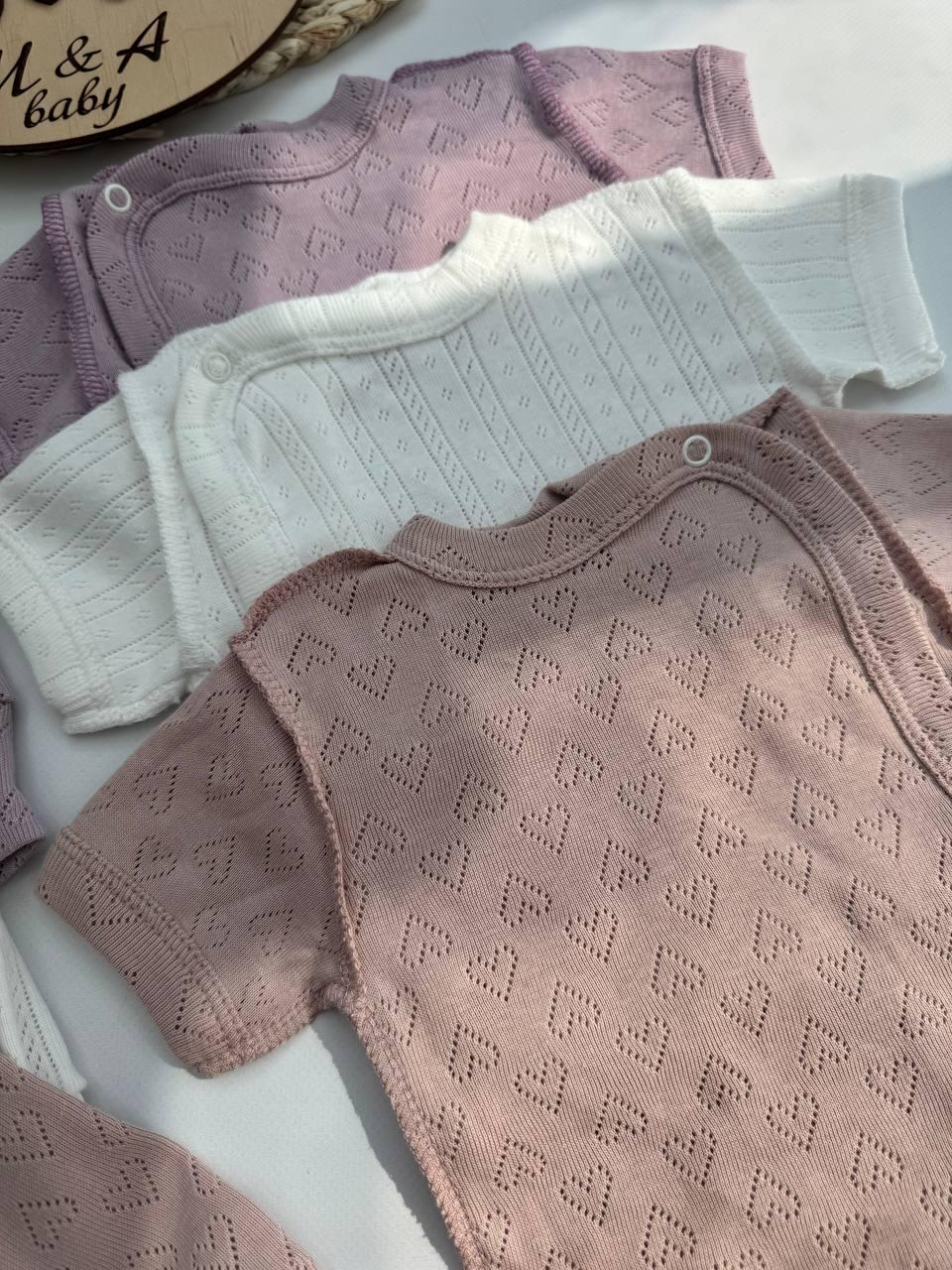 Комплект для новонародженого: розпашонка з коротким рукавом + штанці