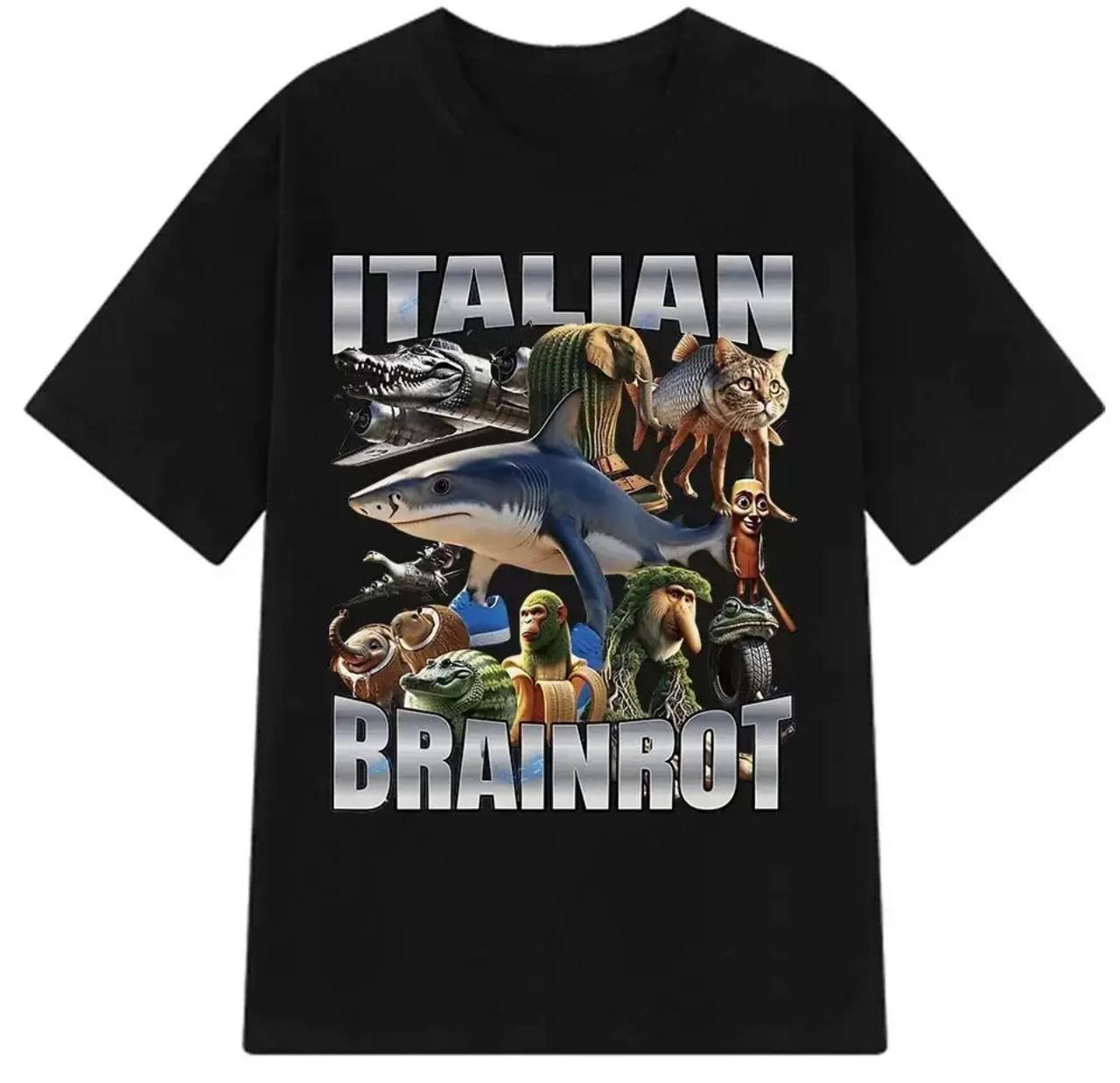 Футболка Italian Brainrot Італійські тварини меми Чорна