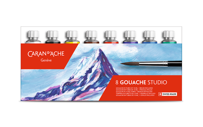 Коробка з 8 тюбиків фарби GOUACHE STUDIO 10 мл