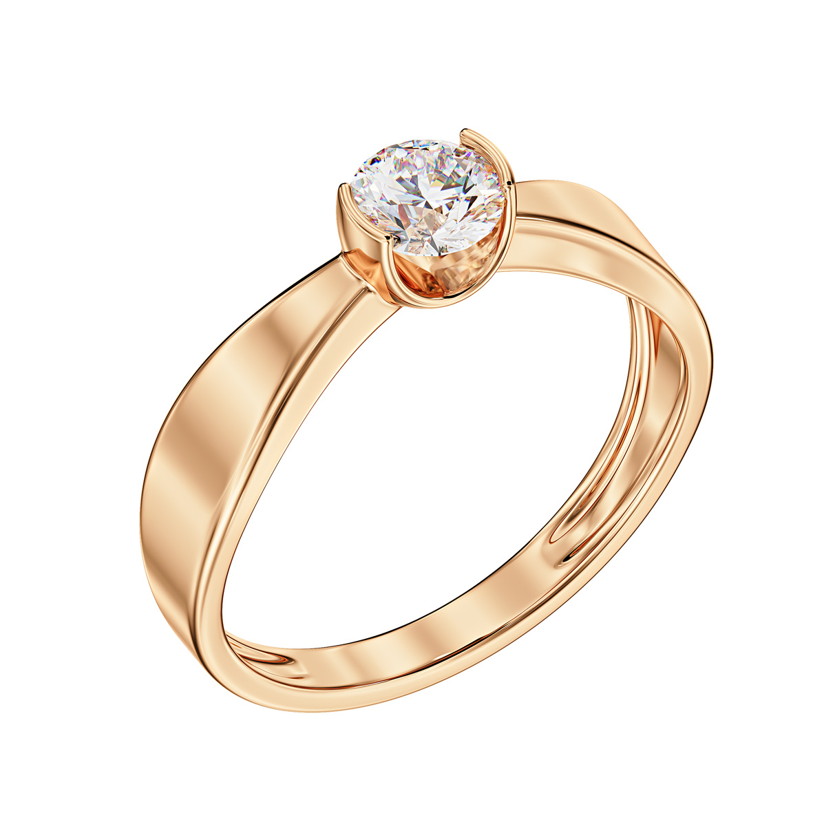 Funkelnder Solitär – Ring aus 585er Rotgold mit Zirkonia