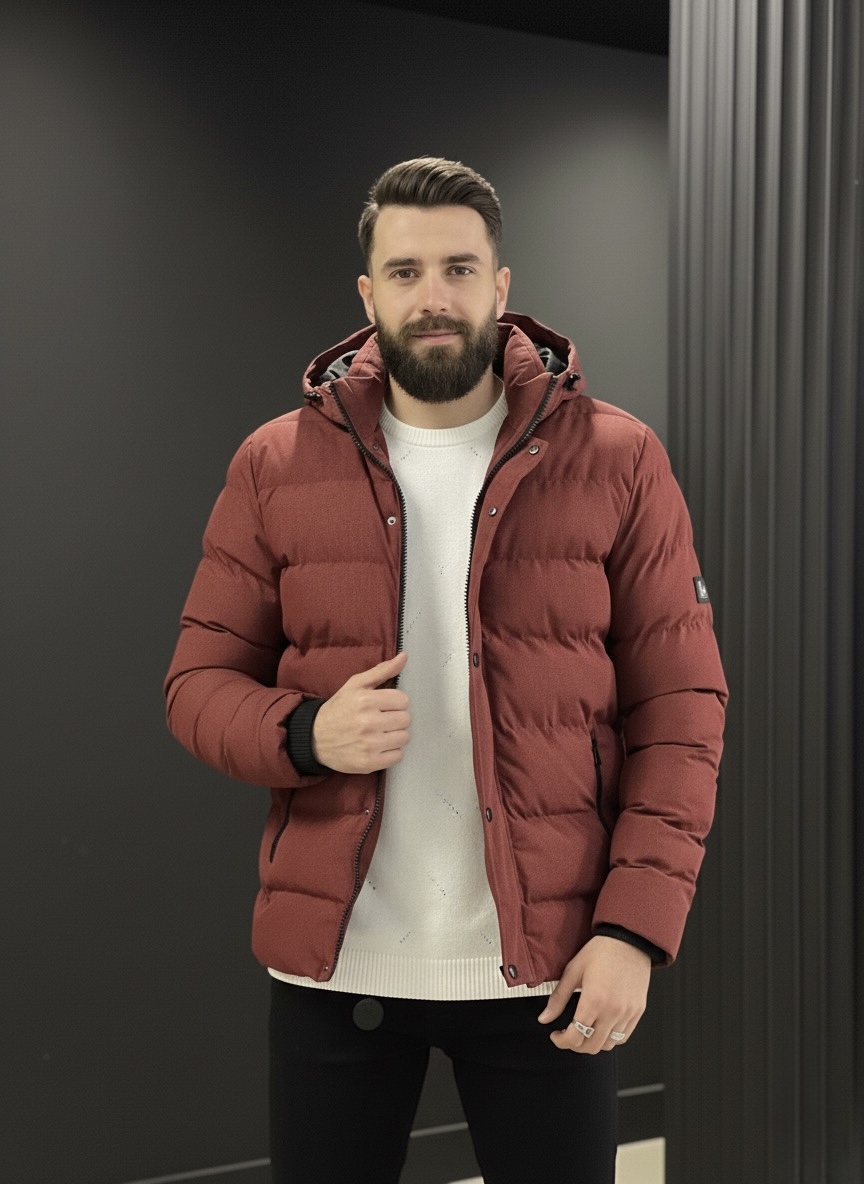 Чоловіча яскрава стьобана куртка burgundy