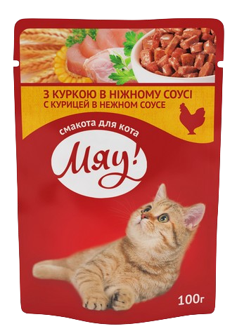 Вологий корм для котів Мяу з куркою, 100 г